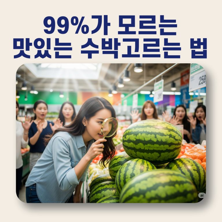 맛있는 수박을 고르는 여성의 모습
